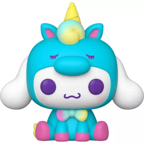 Funko Pop! Hello Kitty and Friends – Cinnamoroll Licorne (N°59). Figurine représentant Cinnamoroll dans un costume de licorne turquoise avec corne dorée et nœud pastel. Une Pop! kawaii et féérique pour les fans de Sanrio.