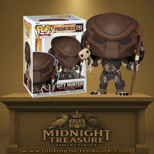 Funko Pop! Predator 2 – City Hunter Predator (N°1751). Figurine avec casque texturé, bâton orné d’un crâne et armure de chasseur. Une pièce culte et détaillée pour les fans de la saga Predator.