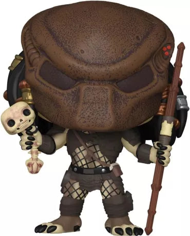Funko Pop! Predator 2 – City Hunter Predator (N°1751). Figurine avec casque texturé, bâton orné d’un crâne et armure de chasseur. Une pièce culte et détaillée pour les fans de la saga Predator.