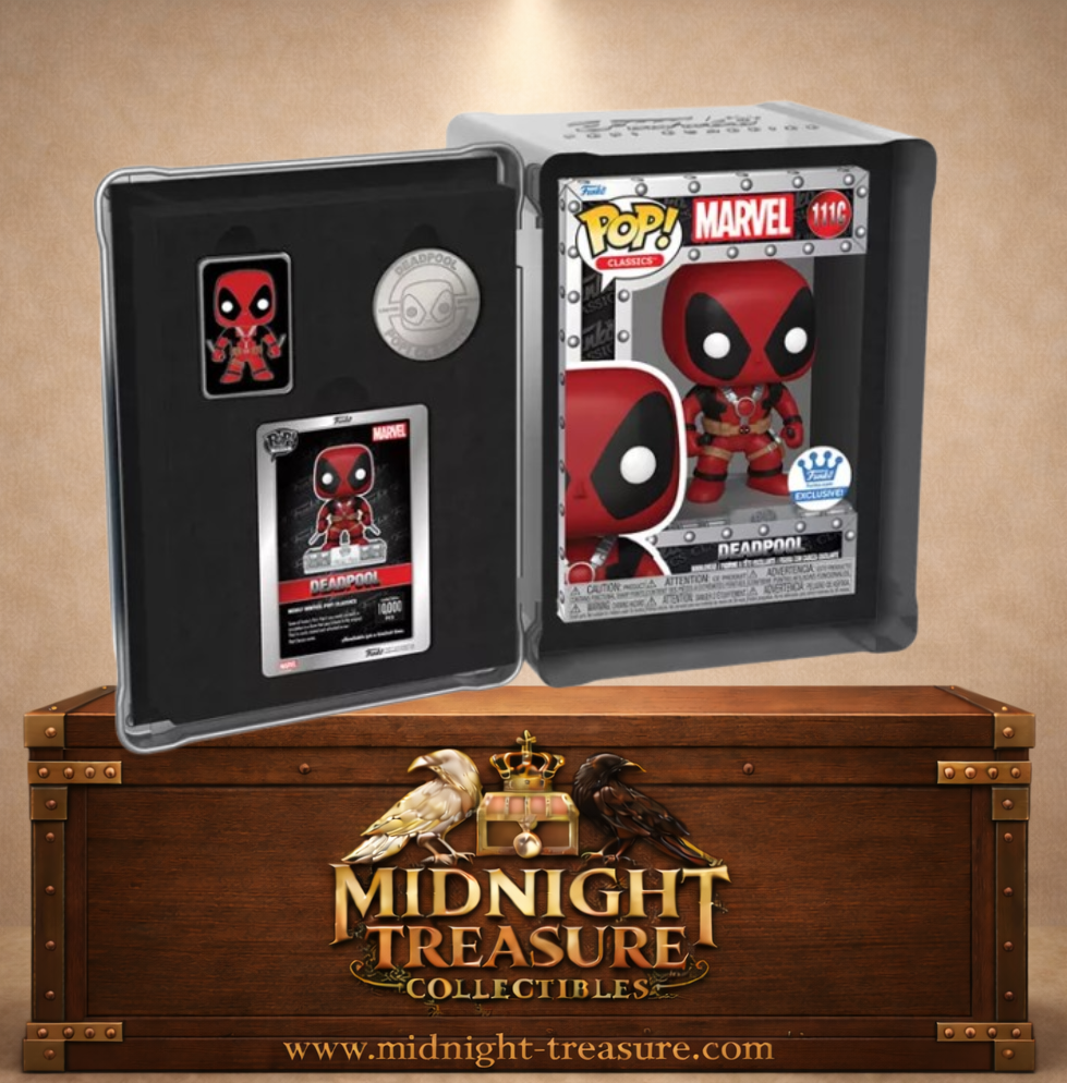 Funko Pop! Classics N°111C Deadpool Marvel Year Two (Deuxième année), édition limitée à 10 000 pièces avec coffret métallique, Pin’s, pièce et carte certificat.