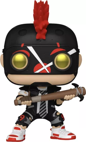 Funko Pop! DC Comics – Clownhunter (N°502). Figurine stylisée avec casque noir, crête rouge, batte cloutée et look punk. Parfaite pour les fans de Gotham et de justiciers sombres.