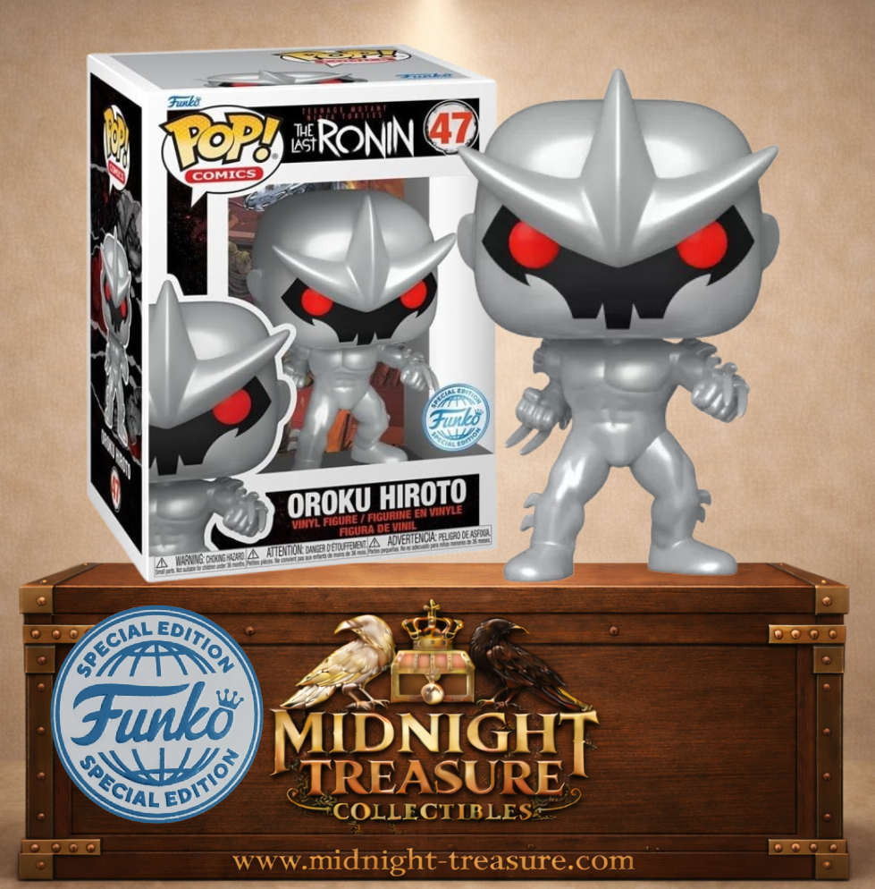 Funko Pop! Comics N°47 – Oroku Hiroto en armure argentée, Funko Special Edition inspirée de Teenage Mutant Ninja Turtles: The Last Ronin.
