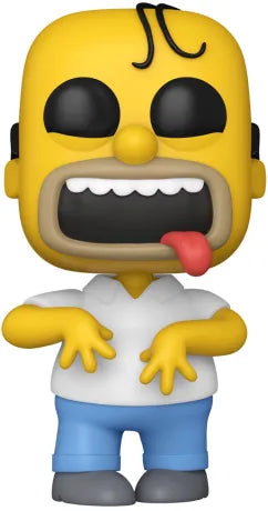 Funko Pop! The Simpsons – Crazy Homer (N°1743). Figurine de Homer Simpson version Treehouse of Horror, avec yeux noirs, bouche ouverte et langue pendante. Une pièce délirante et incontournable pour les fans des Simpson.