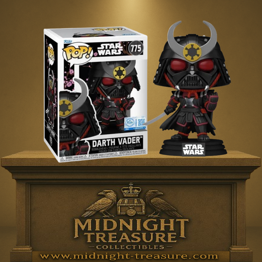"Funko Pop! Star Wars â Darth Vader (775) â SamouraĂŻ â Convention Exclusive. Figurine Dark Vador dans une armure inspirĂ©e des samouraĂŻs japonais. Un mĂ©lange iconique entre saga galactique et tradition guerriĂšre."