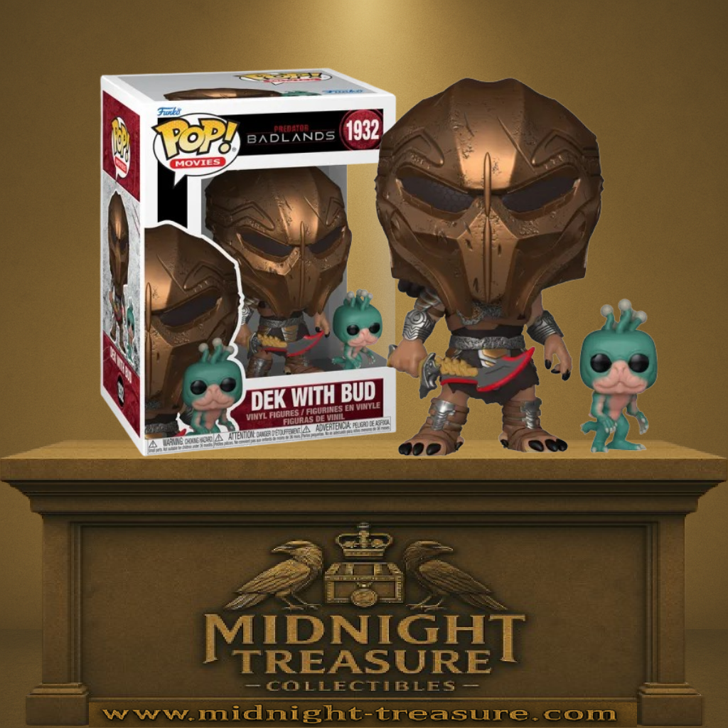 Funko Pop! Predator: Badlands – Dek with Bud (N°1932), duo alien avec casque tribal et créature compagnon. Une pièce détaillée parfaite pour les fans de Predator.