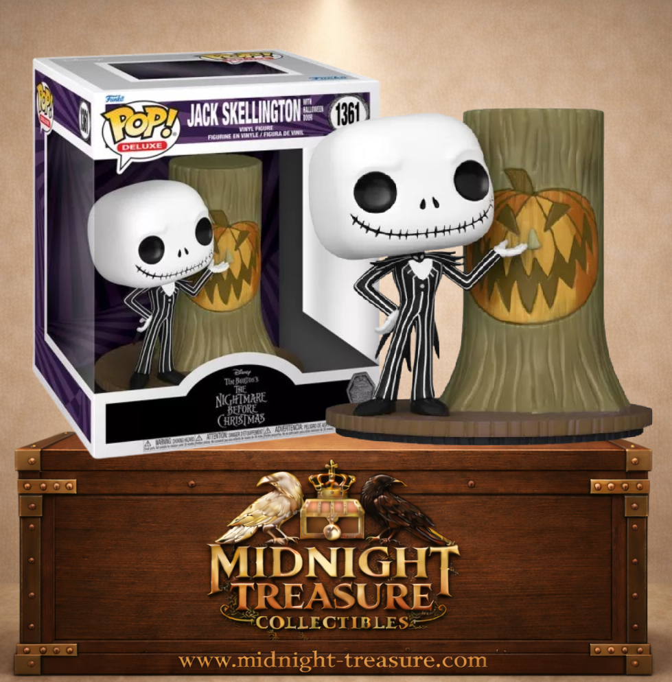 Funko Pop! Deluxe N°1361 – Jack Skellington with Halloween Door (Jack Skellington avec la Porte d'Halloween), inspirée de L'Étrange Noël de monsieur Jack.