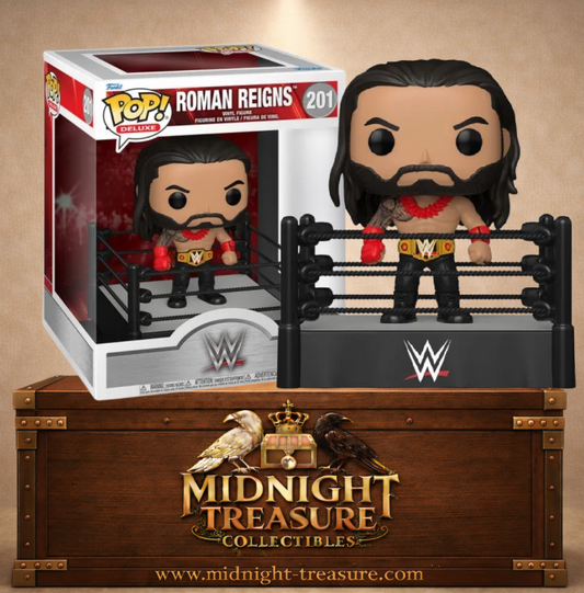 Funko Pop! Deluxe N°201 – Roman Reigns – WWE. Figurine avec ring et ceinture de champion.