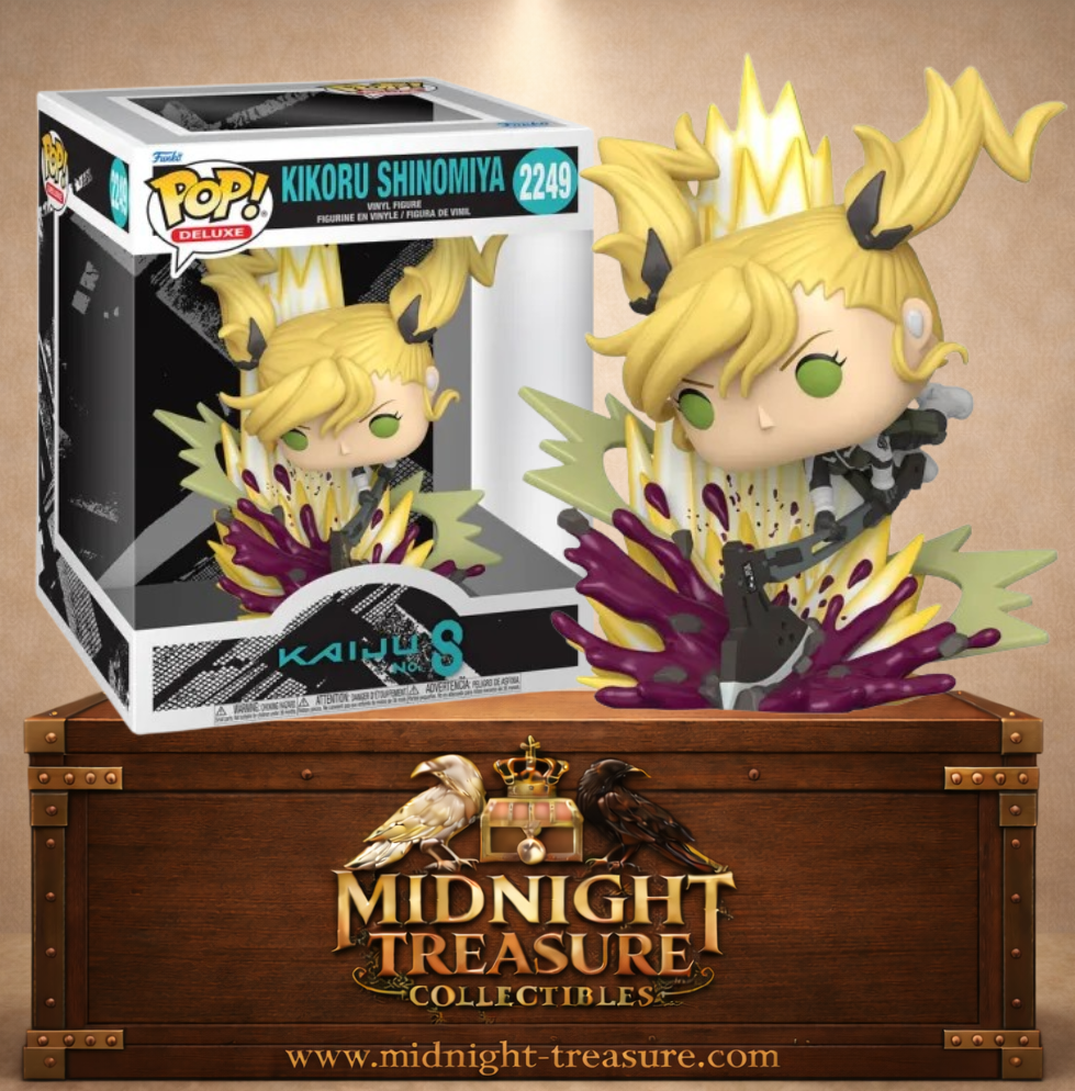 Funko Pop! Deluxe N°2249 – Kikoru Shinomiya – Kaiju No. 8. Figurine Kikoru Shinomiya attaquant un kaiju avec sa hache.