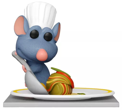 Funko Pop! Deluxe Ratatouille – Rémy (N°1209, Special Edition). Figurine de Rémy en toque de chef avec une assiette de ratatouille. Un must-have pour les fans de Disney Pixar et de gastronomie.
