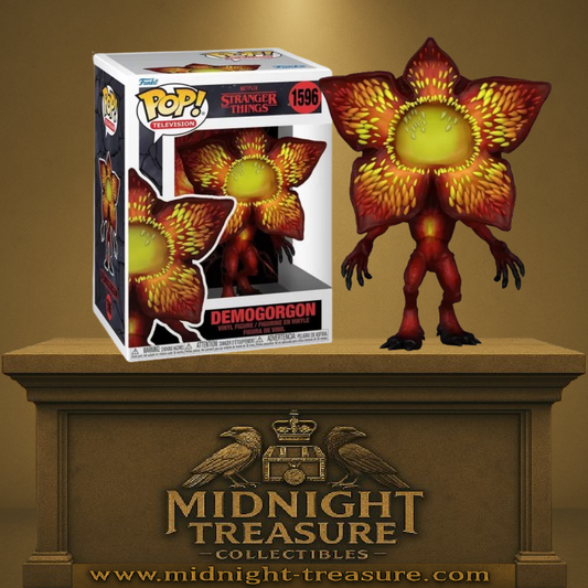 Funko Pop! Stranger Things – Demogorgon (N°1596). Monstre à tête florale béante, au corps rouge et griffes noires. Une figurine glaçante pour les fans de l’univers du Monde à l’Envers.