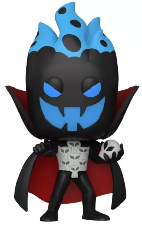 Funko Pop! Samurai Jack – Demongo – N°988. Figurine ténébreuse avec cape rouge, visage bleu spectral et flammes. Une Pop! terrifiante en édition limitée pour les fans de la série animée.

