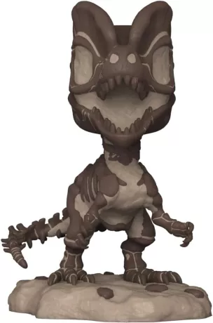 Funko Pop! Jurassic World – Dilophosaurus Fossile (N°1680). Dinosaure fossilisé avec détails osseux et posture menaçante sur socle rocheux. Une pièce unique pour les fans de Jurassic Park.
