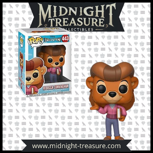 "Funko Pop! Disney – Rebecca Cunningham (443) – Talespin. Figurine représentant Rebecca Cunningham avec son look classique, tenant un livre et arborant son sourire accueillant. Un must-have pour les fans de la série animée Talespin !"

