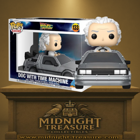Funko Pop! Back to the Future â Doc avec la Machine Ă Remonter le Temps (N°133). Doc Brown au volant de la DeLorean argentĂ©e dĂ©taillĂ©e. Figurine idĂ©ale pour les fans de Retour vers le Futur.