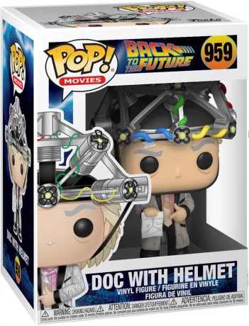 Funko Pop! Retour vers le Futur – Doc avec casque (N°959). Doc Brown avec son casque d’analyse cérébrale et son plan technique. Une figurine culte pour les fans de science et de voyages temporels.