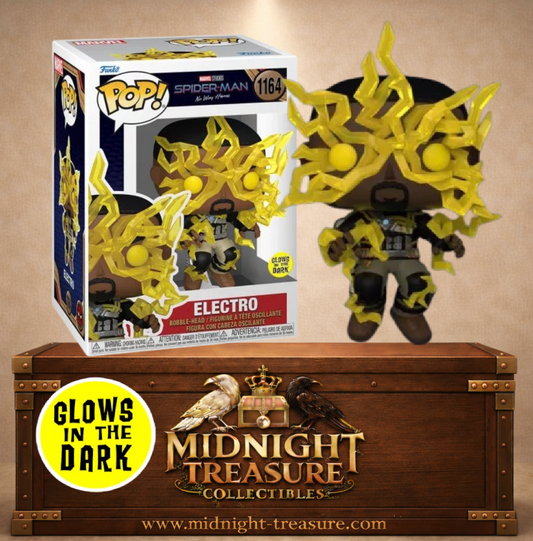 Funko Pop! Marvel – Electro – N°1164 – Spider-Man: No Way Home. Electro en plein vol entouré d’éclairs jaunes. Figurine Glow in the Dark parfaite pour les fans de Spider-Man et des vilains emblématiques.