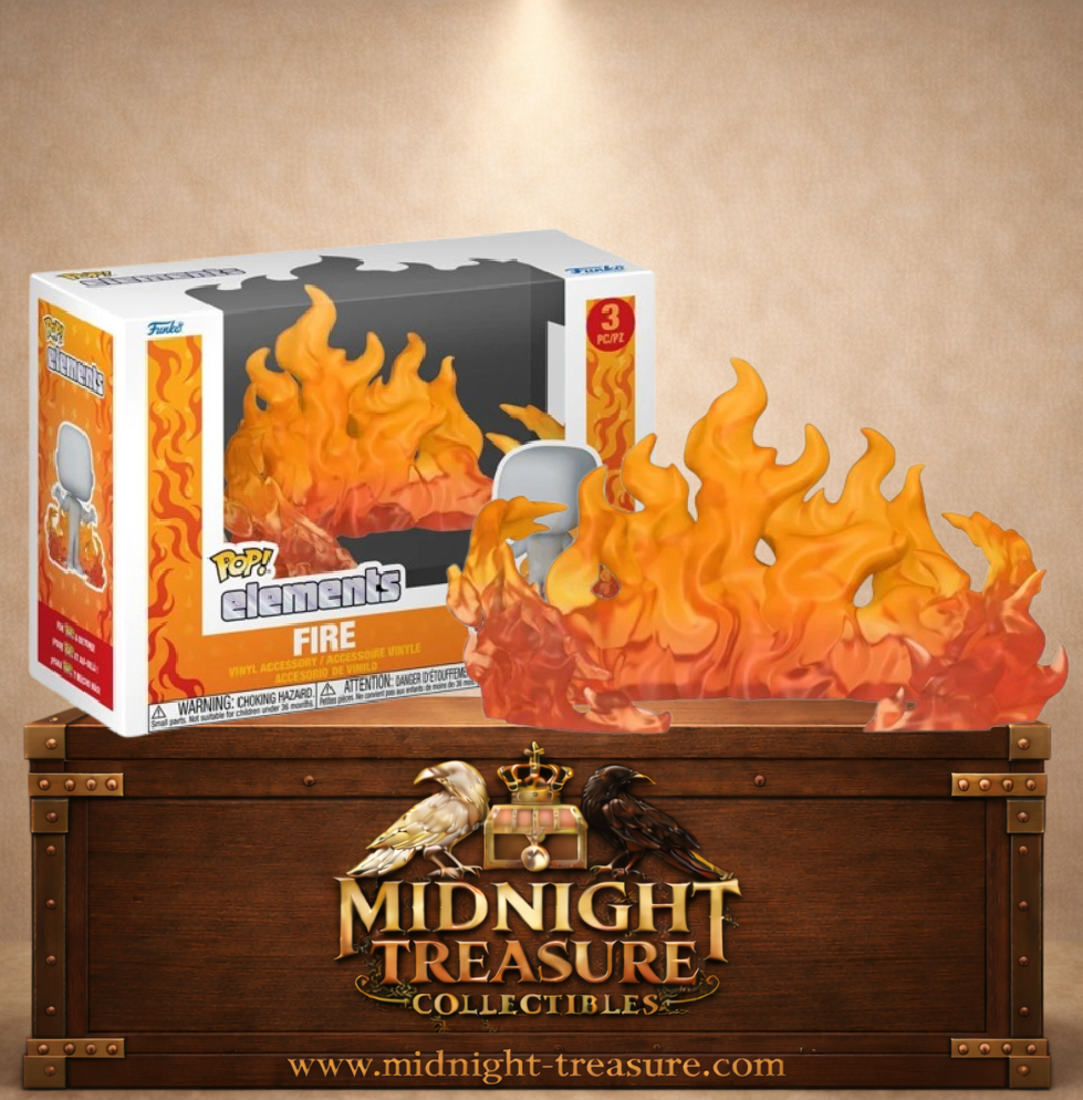 Funko Pop! Elements – Fire, accessoire diorama officiel Funko en 3 pièces avec effets de flammes orange et rouges translucides pour figurines Funko Pop! standard.