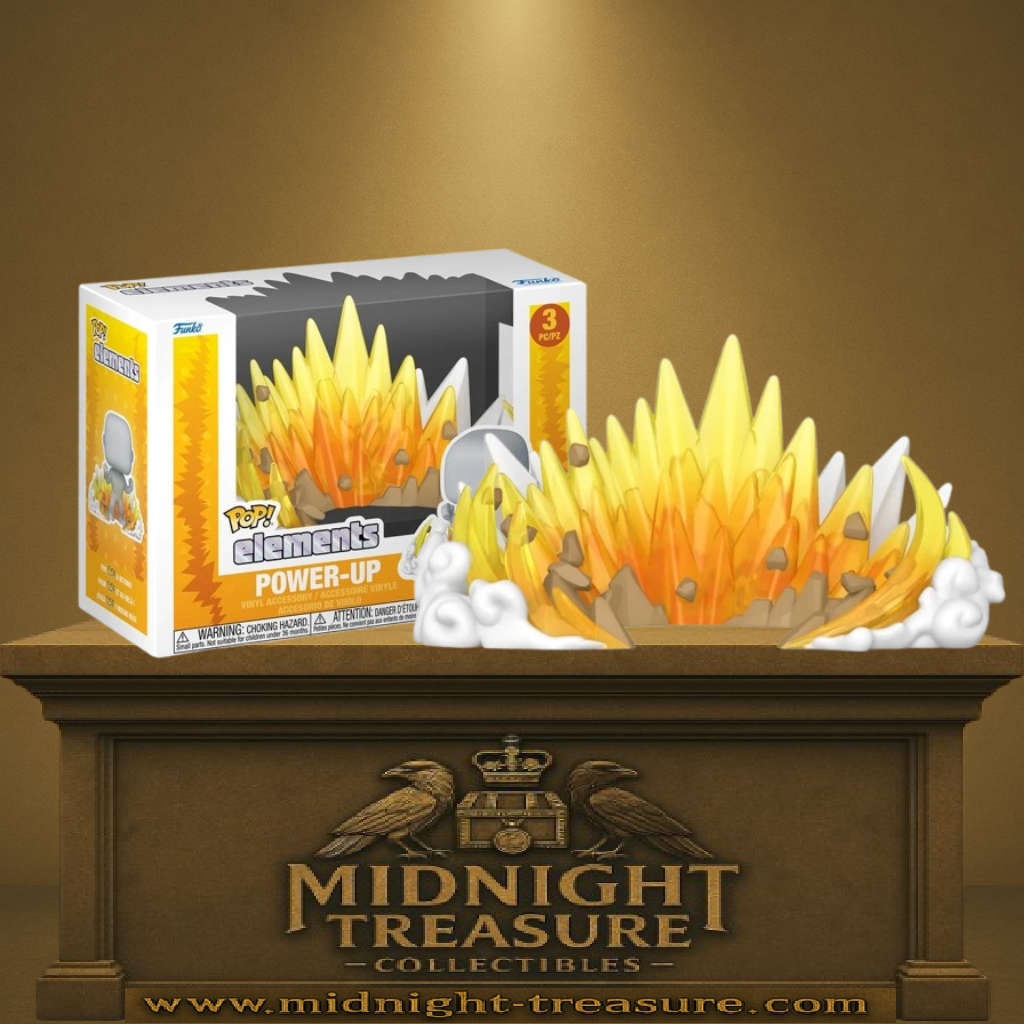 Funko Pop! Elements – Power Up. Diorama accessoire en vinyle translucide avec grande aura centrale et deux auras secondaires, idéal pour créer une scène de montée en puissance avec une figurine Funko Pop!.
