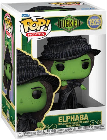 Funko Pop! Wicked – Elphaba (N°1925). Figurine détaillée de la Sorcière de l’Ouest avec peau verte, manteau noir et chapeau pointu.