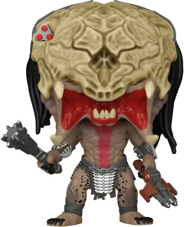 Funko Pop! Prey – Feral Predator (N°1909). Figurine représentant le Predator avec son masque osseux, ses armes tribales et sa posture de chasseur. Une pièce intense pour les fans de la saga Predator.