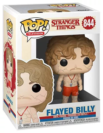 Funko Pop! Stranger Things – Flayed Billy (N°844). Figurine représentant Billy Hargrove torse nu avec short rouge et veines noires, sous l’influence du Mind Flayer.