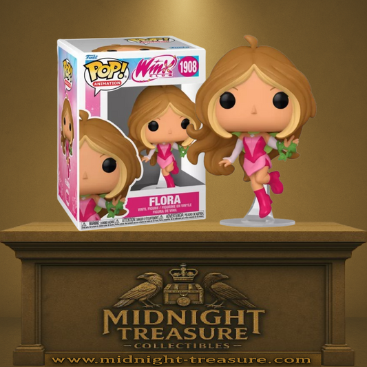 Funko Pop! Winx Club – Flora (N°1908). Figurine de Flora en lévitation avec tenue rose et élément végétal.
