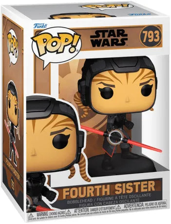 Funko Pop! Star Wars – Fourth Sister (N°793). Figurine de l’Inquisitrice Twi’lek en armure noire, tenant un sabre laser rouge à double lame rotatif. Une pièce sombre et incontournable pour les fans de Star Wars et du côté obscur.