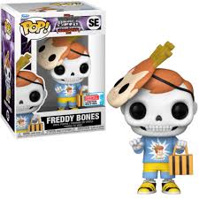 Figurine Funko Pop! Freddy Bones (SE) – Heavy Metal Halloween 2023, représentant Freddy déguisé en squelette avec un masque de Freddy Funko, en édition limitée Fall Convention Exclusive