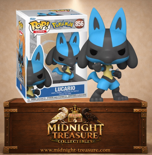 Funko Pop! Games N°856 – Lucario, le Pokémon Aura de type Combat et Acier.
