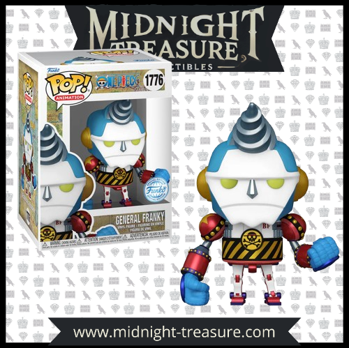 igurine Funko Pop! General Franky (1776) de One Piece, représentant le robot géant de Franky avec son design mécanique détaillé, sa perceuse frontale et ses couleurs vives, en édition exclusive