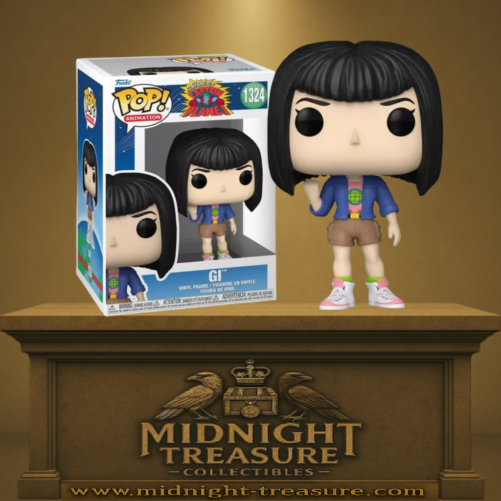 Funko Pop! Capitaine Planète – Gi – N°1324. Gi en tenue de Planeteer avec son blouson bleu et son anneau de l’Eau. Une figurine fidèle à la série animée des années 90, parfaite pour les fans de Captain Planet.