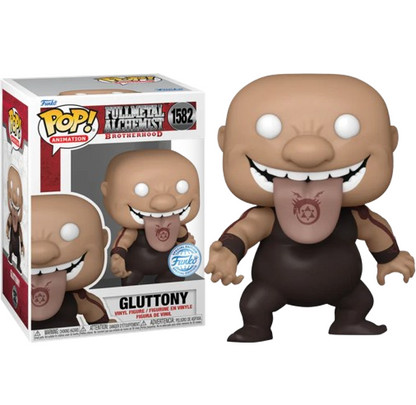 Funko Pop! Fullmetal Alchemist Brotherhood 1582 - Gluttony. Figurine représentant le redoutable Homonculus avec son tatouage Ouroboros sur la langue. Un must-have pour les collectionneurs et fans de Fullmetal Alchemist