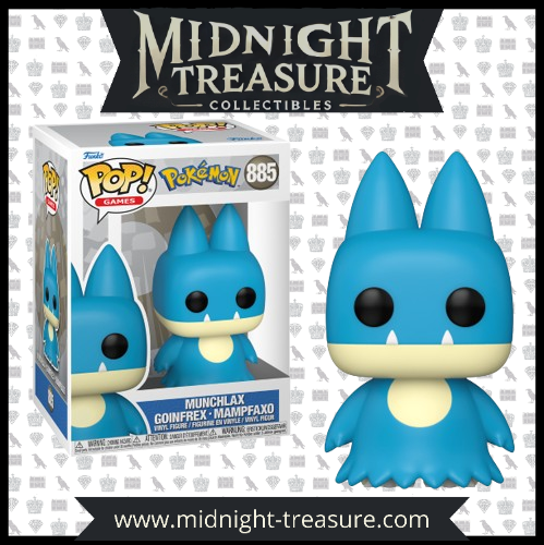  Funko Pop! Goinfrex (Munchlax) (885) – Pokémon. Figurine représentant Goinfrex, le Pokémon glouton, avec un design fidèle à l’animé et aux jeux vidéo. Une pièce essentielle pour les collectionneurs et fans de Pokémon.