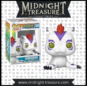 Funko Pop! Digimon 1386 - Gomamon. Figurine du Digimon marin de Joe Kido, avec sa crête rouge et ses motifs violets. Une pièce incontournable pour les collectionneurs et fans de Digimon