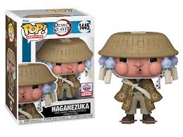 Figurine Funko Pop! Haganezuka (1445) de Demon Slayer, représentant le forgeron masqué avec son chapeau de paille et sa tenue traditionnelle, en édition limitée FunKon Exclusive