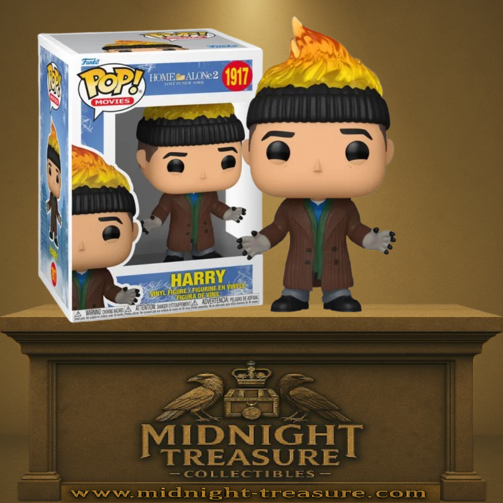 Funko Pop! Home Alone 2 – Harry (N°1917). Figurine représentant le cambrioleur au bonnet en flammes, fidèle à la scène culte du film. Un must-have pour les fans de comédies classiques.