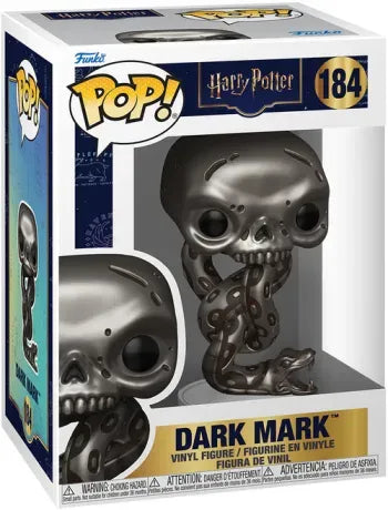 Funko Pop! Harry Potter – Dark Mark (N°184). Figurine représentant le crâne et le serpent de la Marque des Ténèbres, symbole mythique des Mangemorts. Un design sombre et saisissant pour les fans de l’univers de Poudlard.