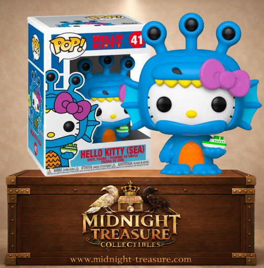 Funko Pop! Hello Kitty N°41 – Hello Kitty (Sea), déguisée en créature marine avec un petit bateau.