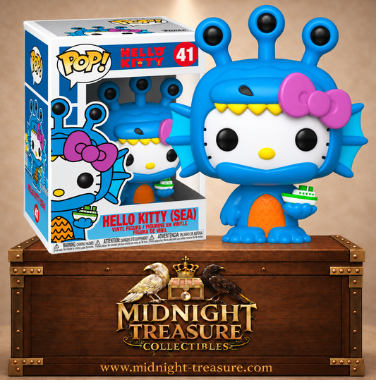 Funko Pop! Hello Kitty N°41 – Hello Kitty (Sea), déguisée en créature marine avec un petit bateau.