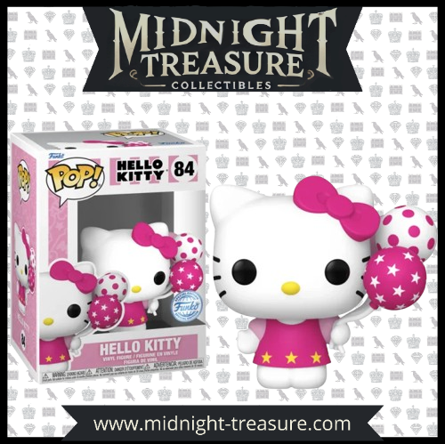 Funko Pop! Hello Kitty (84) – Sanrio Special Edition, figurine kawaii représentant Hello Kitty tenant des ballons roses et blancs, issue de l’univers Sanrio.