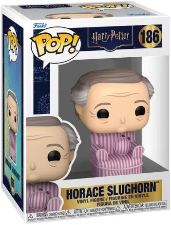 Funko Pop! Harry Potter – Horace Slughorn en Fauteuil (N°186). Figurine représentant Horace Slughorn transformé en fauteuil rose à rayures. Une Pop! originale et amusante pour les fans de Harry Potter.