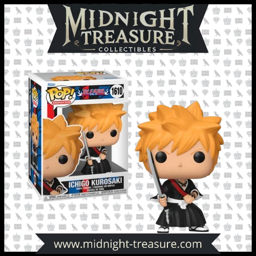 Funko Pop! Ichigo Kurosaki (1610) – Bleach Funko Exclusive, figurine représentant Ichigo avec son Zangetsu en tenue de Shinigami, fidèle au manga et à l’anime.