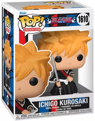 Funko Pop! Ichigo Kurosaki (1610) – Bleach Funko Exclusive, figurine représentant Ichigo avec son Zangetsu en tenue de Shinigami, fidèle au manga et à l’anime.