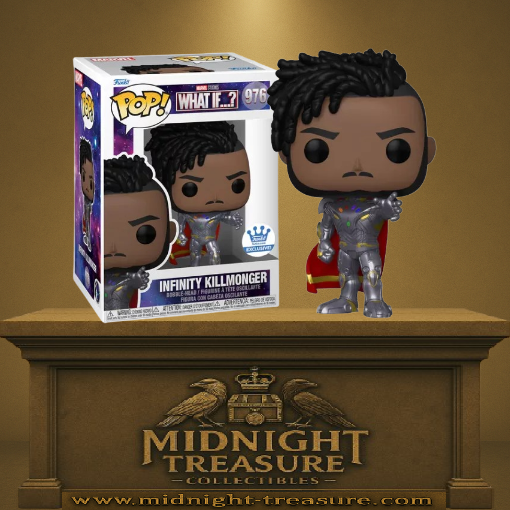 Funko Pop! Marvel What If...? – Infinity Killmonger (N°976). Killmonger dans l’armure d’Ultron avec les Pierres d’Infinité. Une figurine puissante et exclusive pour les fans du multivers Marvel.

