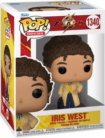 Figurine Funko Pop! Iris West (1340) de The Flash, représentant la journaliste avec son manteau beige, son sac noir et sa tenue professionnelle, en édition spéciale Movies Exclusive