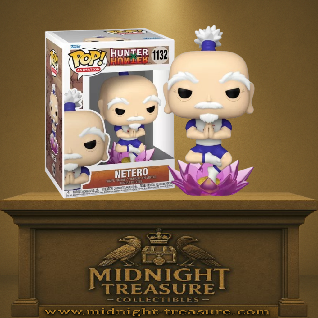 Funko Pop! Hunter x Hunter – Isaac Netero (N°1132). Netero en lévitation sur une fleur de lotus, mains jointes en méditation, en tenue d’entraînement bleu et blanc. Figurine parfaite pour les fans de Hunter x Hunter.

