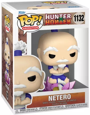 Funko Pop! Hunter x Hunter – Isaac Netero (N°1132). Netero en lévitation sur une fleur de lotus, mains jointes en méditation, en tenue d’entraînement bleu et blanc. Figurine parfaite pour les fans de Hunter x Hunter.

