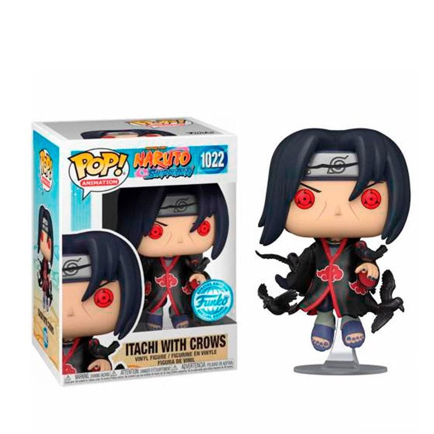 Funko Pop! Naruto Shippuden 1022 - Itachi Uchiha With Crows. Figurine exclusive représentant Itachi avec ses corbeaux et son Sharingan activé. Un incontournable pour les fans de Naruto