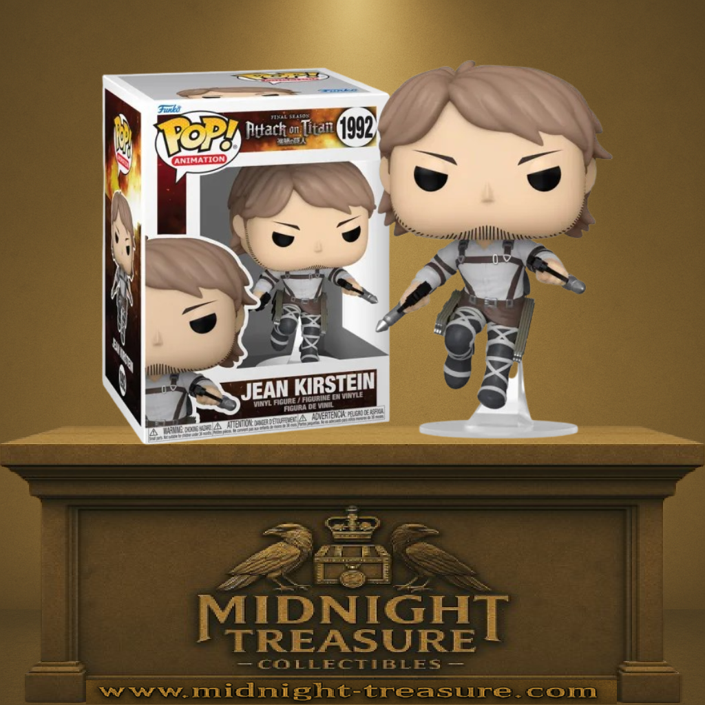 Funko Pop! Attack on Titan – Jean Kirstein (N°1992). Figurine de Jean en plein vol avec équipement tridimensionnel et lames prêtes à l’action. Un must-have pour les fans de l’Attaque des Titans.