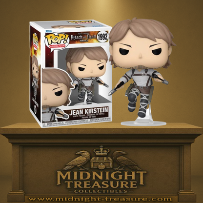 Funko Pop! Attack on Titan – Jean Kirstein (N°1992). Figurine de Jean en plein vol avec équipement tridimensionnel et lames prêtes à l’action. Un must-have pour les fans de l’Attaque des Titans.